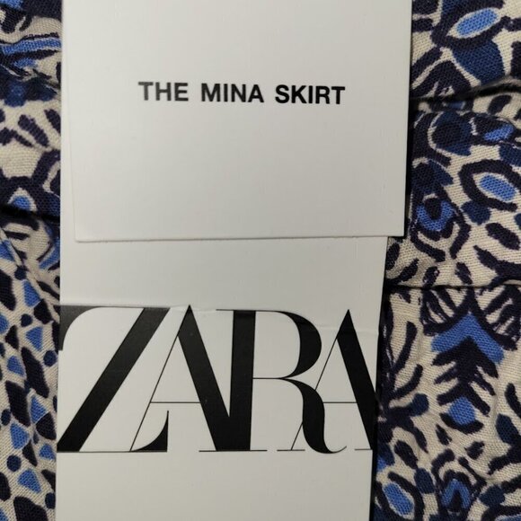 ZARA Sarong The Mina Wrap Skirt Bathing Suit Cover Blue White Women's Size L NWT - Picture 11 of 15